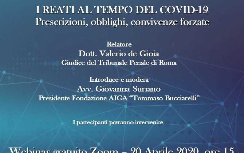 Webinar – I reati al tempo del Covid – 19